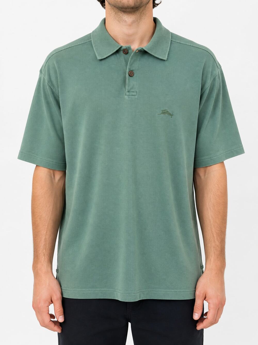 Tommy Bahama Men's Seafoam Green 100% Cotton Marlin Short Sleeve Polo Shirt M
